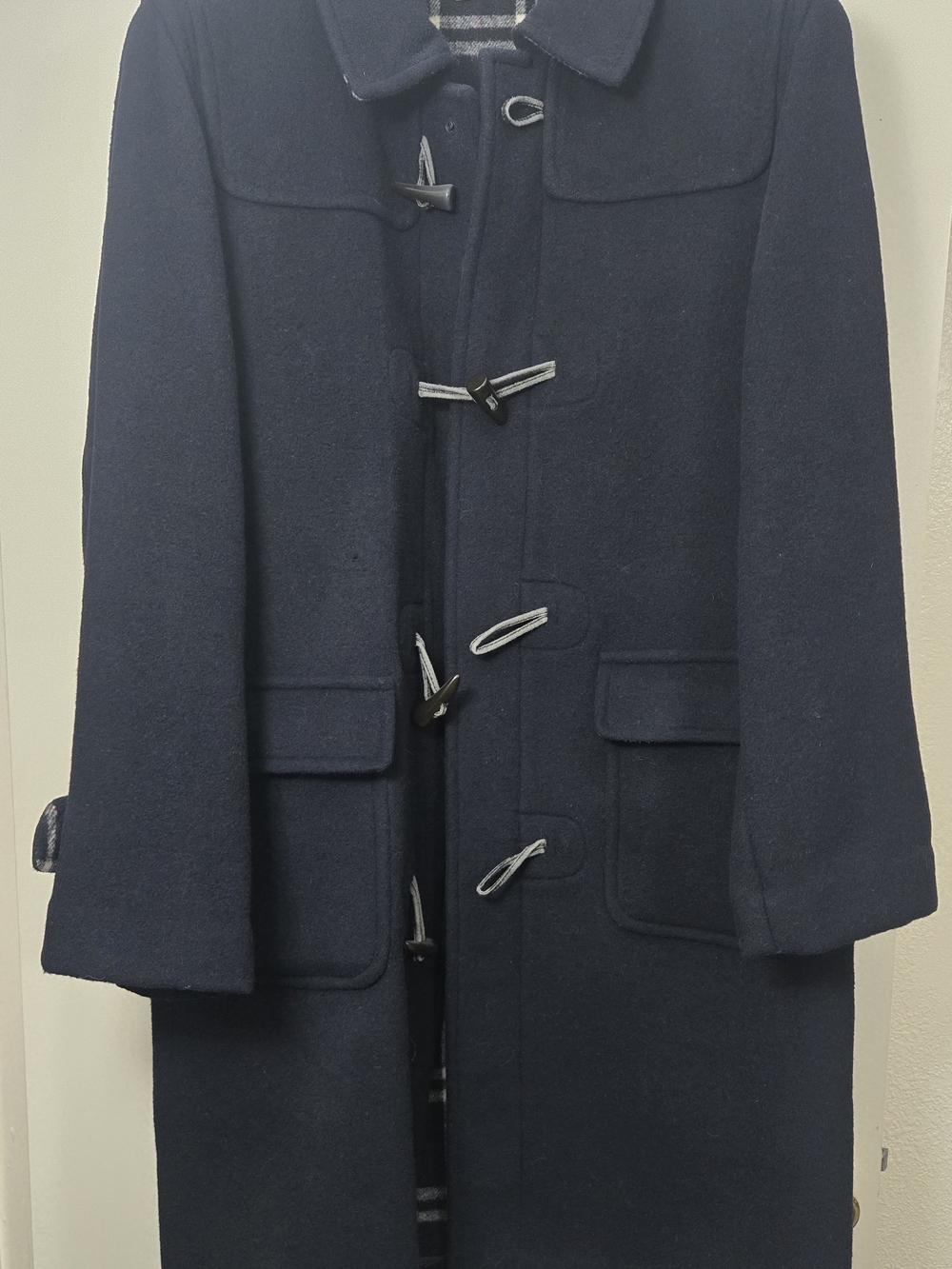 Men's Vintage  Navy Wool Duffle Coat M Classic Toggle Closure